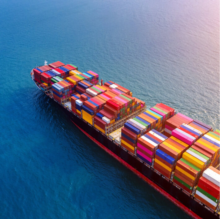 Cargo ship sailing in a sea